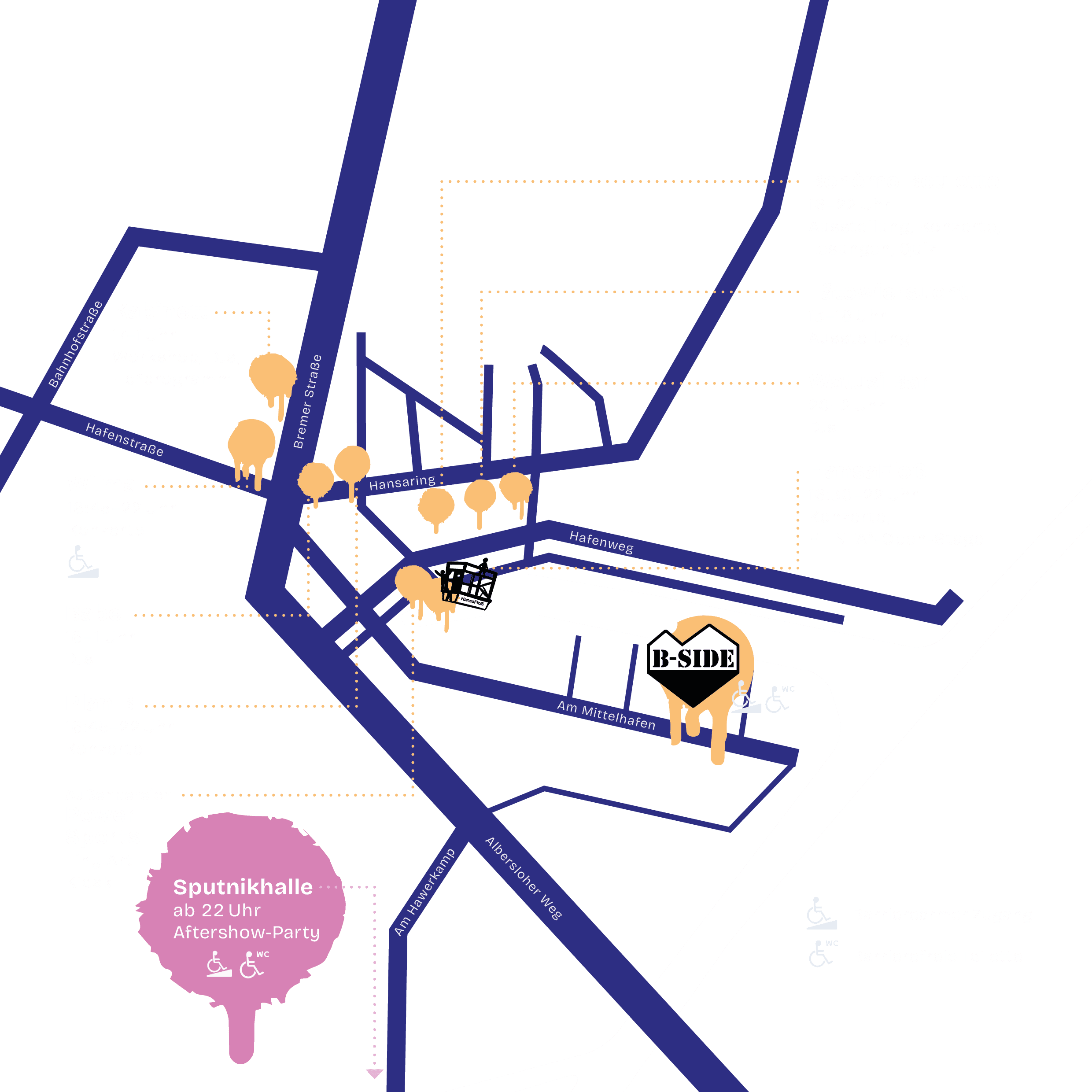 Karte der Festivalorte im Hansaviertel am Samstag
